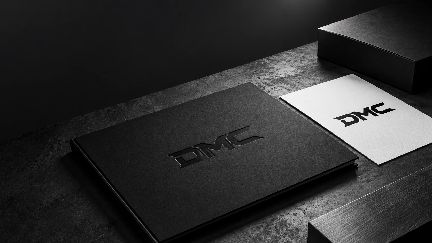 DMC brand identity and print materials