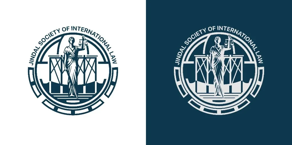 Jindal Society of International Law emblem in navy and reversed versions