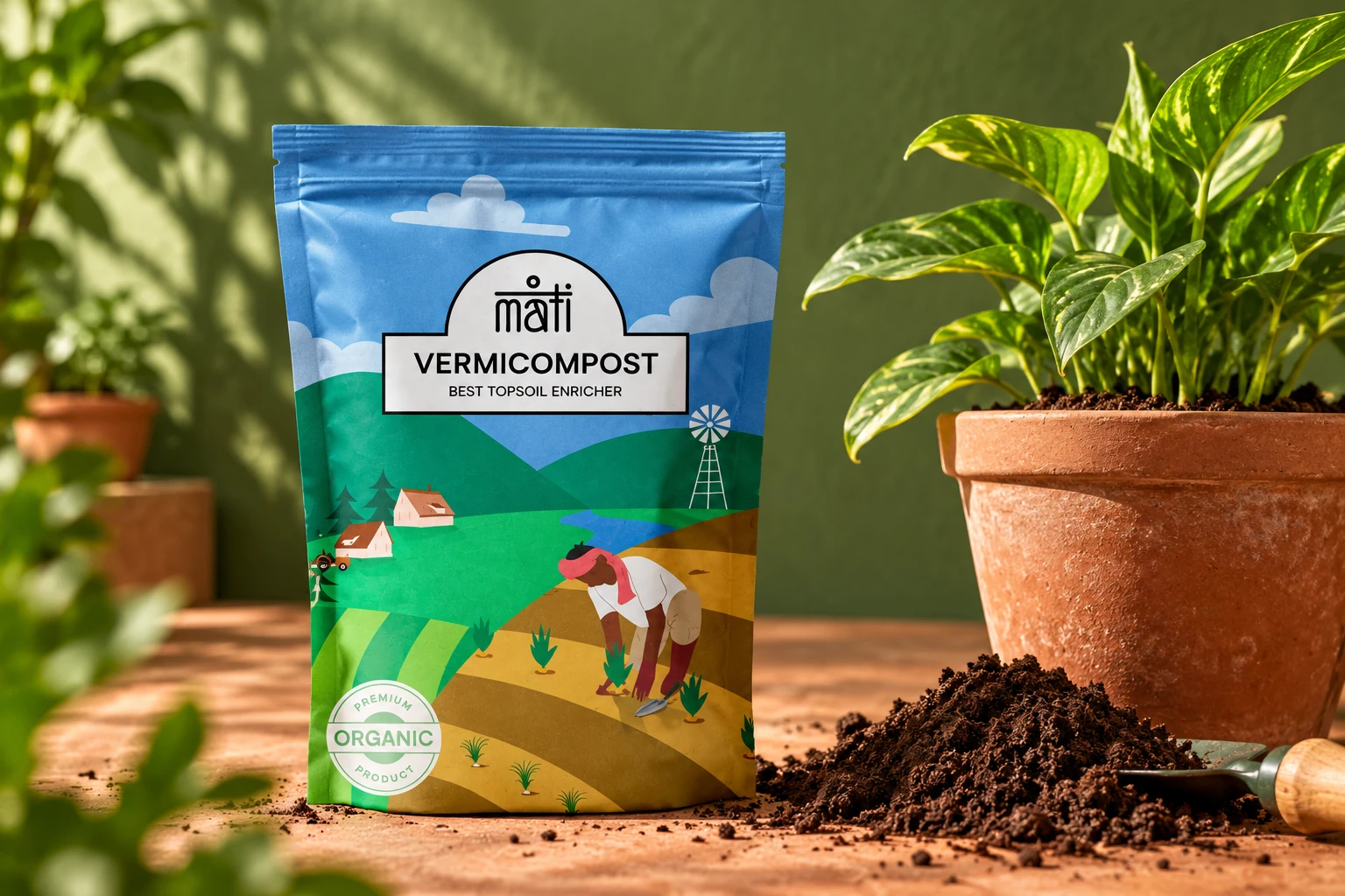 The brand in a garden context / presentation mockup