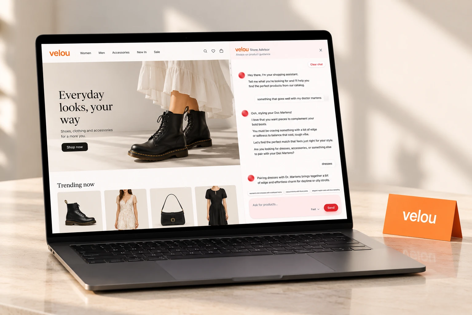 Conversational commerce / product demonstration mockup